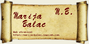 Marija Balać vizit kartica